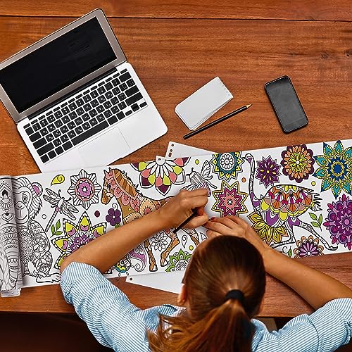 Pasimy 3 Giant Mandala Animal Coloring Posters - 11.8 x 118 Inch Jumbo DIY Art Paper Sheets for Kids and Adults