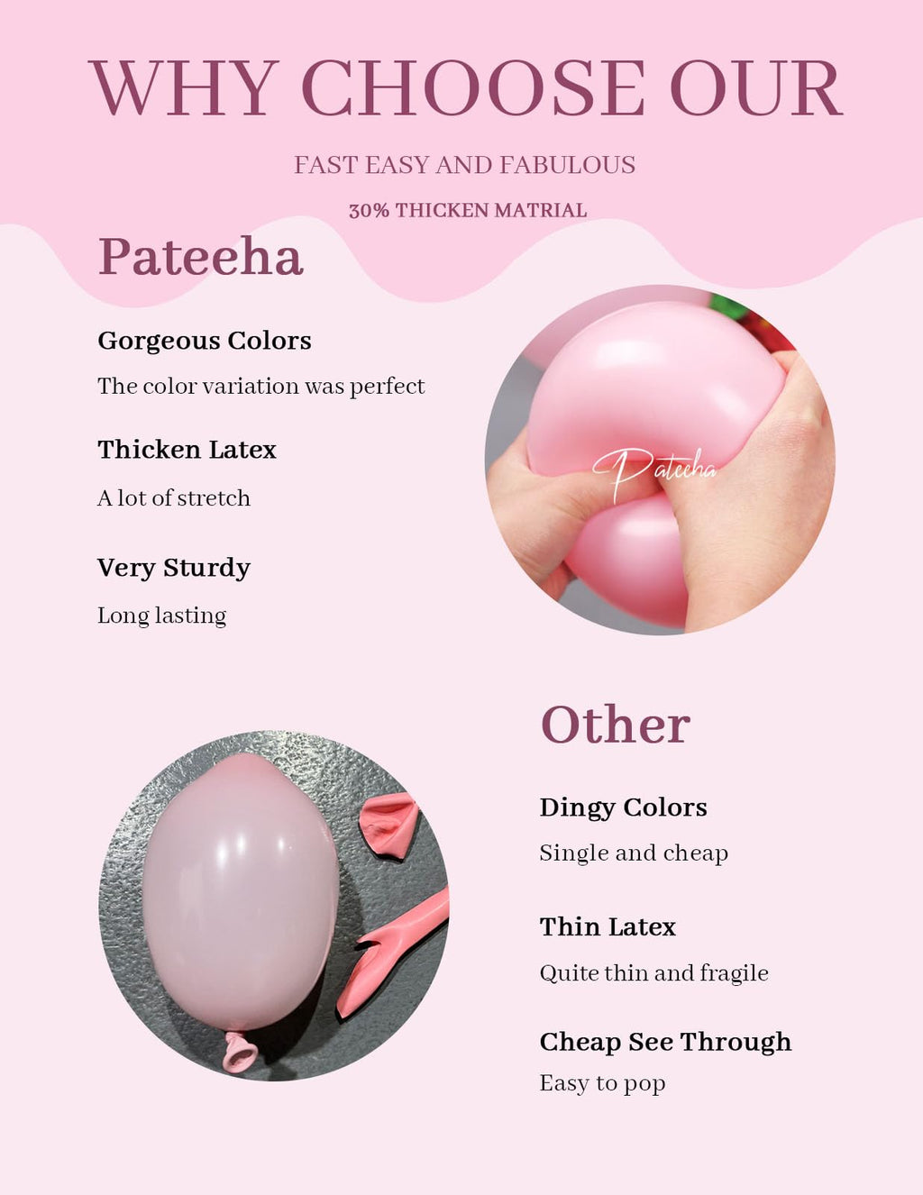 Pateeha 12ft Pink & White Balloon Arch Kit with Rose Gold Accents – Party Garland for Birthday, Baby Shower, Bridal Shower