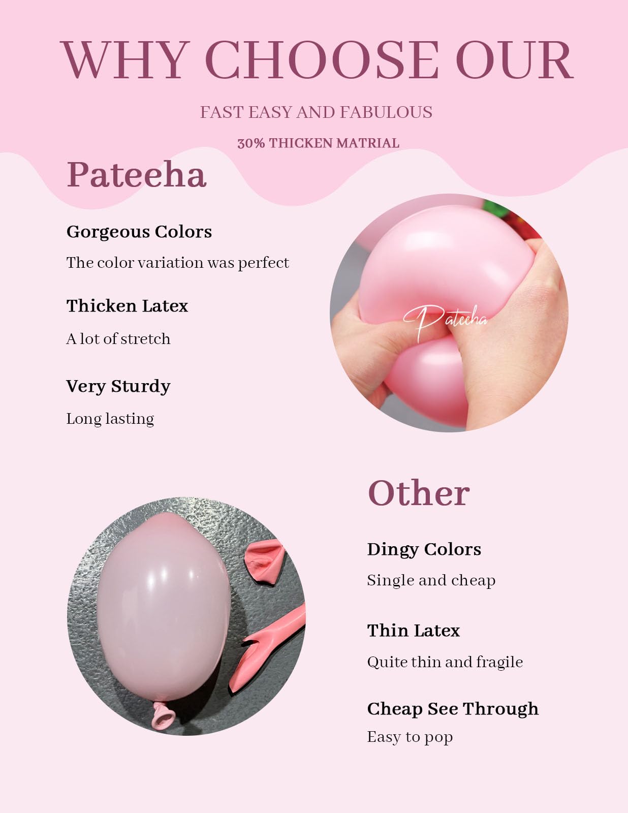 Pateeha 12ft Pink & White Balloon Arch Kit with Rose Gold Accents – Party Garland for Birthday, Baby Shower, Bridal Shower