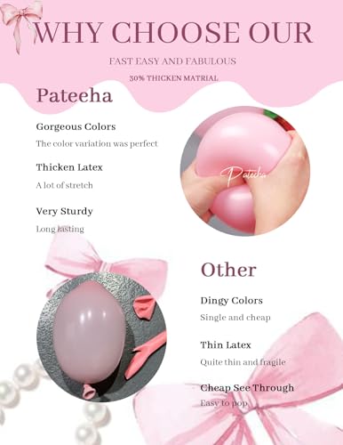 Pateeha Pink Bow Balloon Arch Kit - 155 Piece Coquette Birthday Decorations with Pink and White Balloons for Bridal Shower, Bachelorette, Baby Shower
