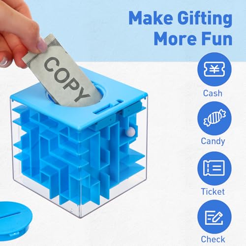 Patelai 2-Piece Money Holder Maze Puzzle Box – Red and Blue Acrylic Brain Teaser Gift