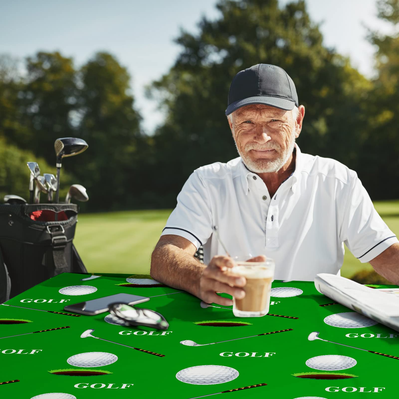 Patelai 3-Pack Golf Tablecloths - 86x51 Inch Disposable Plastic Table Covers for Golf Themed Parties and Events