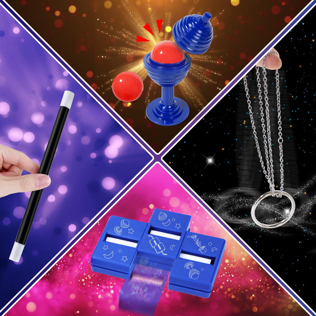 PATIFEED Magic Kit with Costume Cape and Wand – Beginner Magic Tricks for Kids Ages 6-12