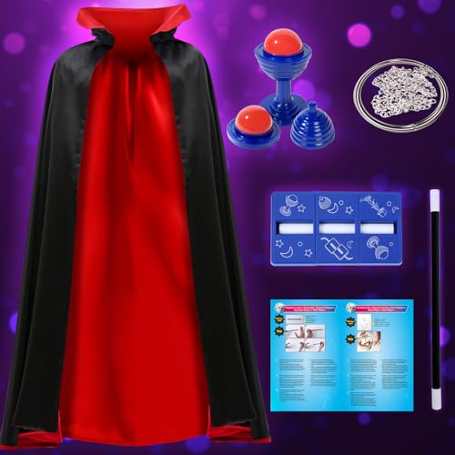 PATIFEED Magic Kit with Costume Cape and Wand – Beginner Magic Tricks for Kids Ages 6-12