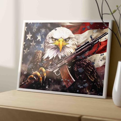 Patriotic 1000-Piece Jigsaw Puzzle – American Flag & Bald Eagle by Tucocoo