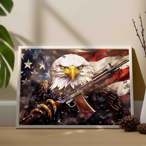 Patriotic 1000-Piece Jigsaw Puzzle – American Flag & Bald Eagle by Tucocoo