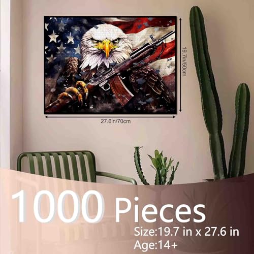 Patriotic 1000-Piece Jigsaw Puzzle – American Flag & Bald Eagle by Tucocoo