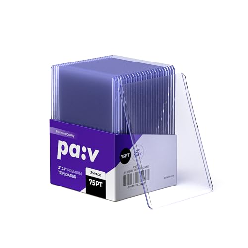pa:v 75PT Extra-Rigid Top Loaders, 25 Pack – Ultra Clear Hard Plastic Card Sleeves for Trading Cards, Sports Cards & Collectibles