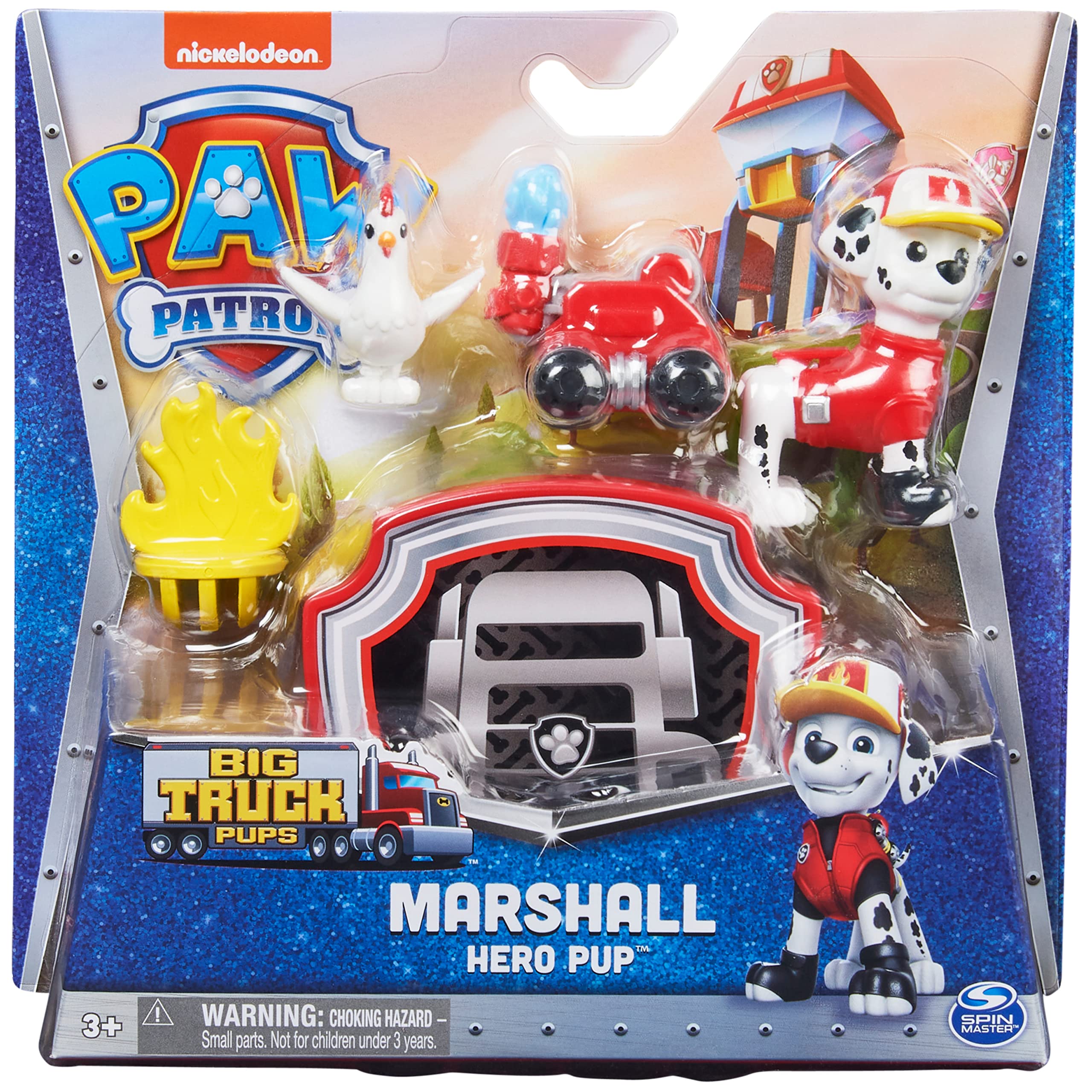 PAW Patrol Big Hero Puppies Marshall Figure with Snap-On Drone & Rescue Animal