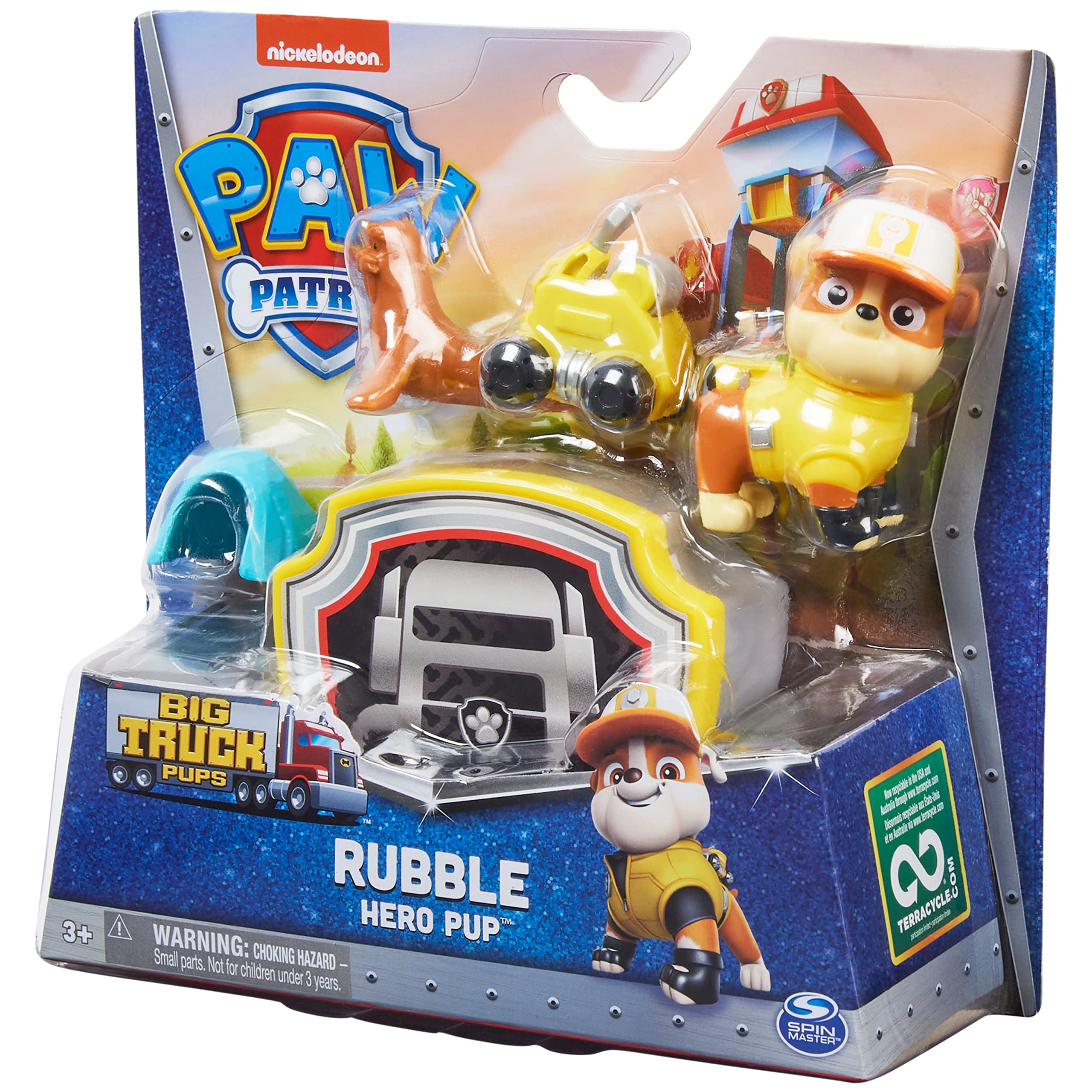 PAW Patrol Big Truck Pups Rubble Action Figure with Launching Rescue Drone and Command Platform