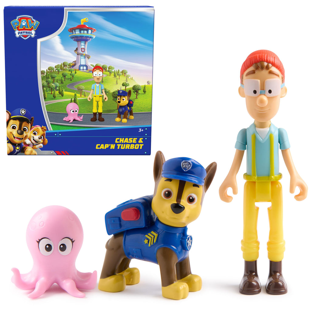 PAW Patrol Chase & Captain Turbot Figure Pack with Baby Octopus Toy – 3 Figures for Kids Ages 3 and Up