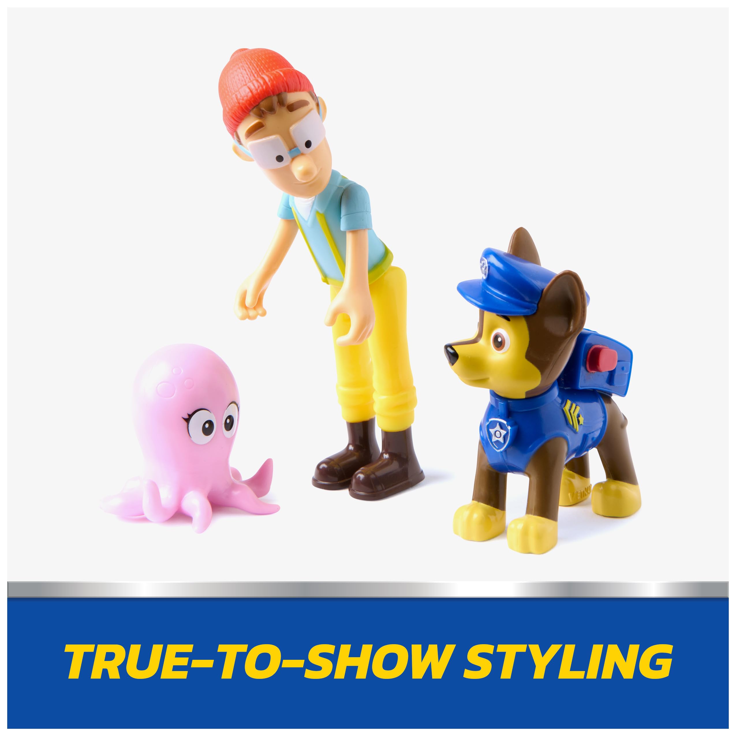 PAW Patrol Chase & Captain Turbot Figure Pack with Baby Octopus Toy – 3 Figures for Kids Ages 3 and Up