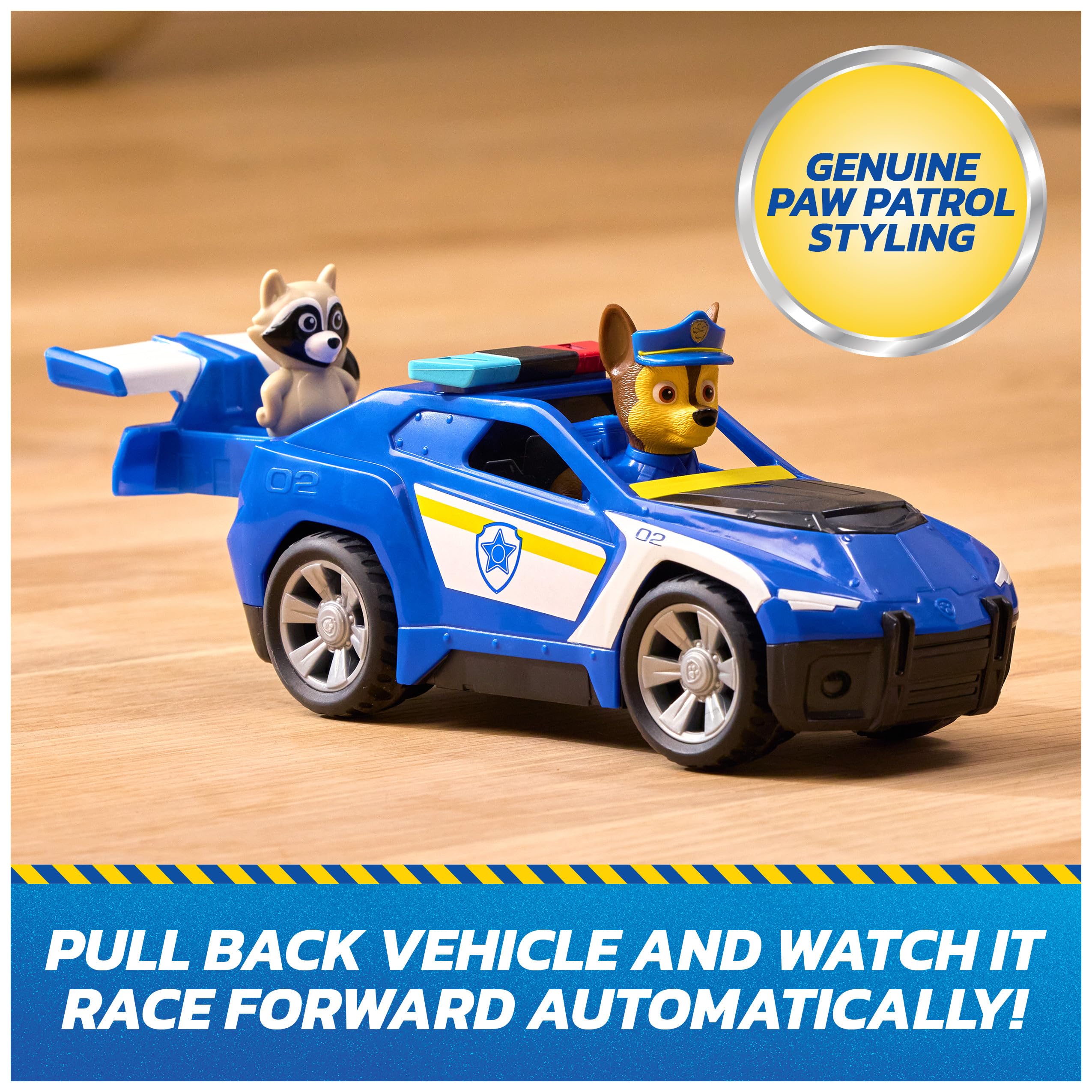 PAW Patrol Chase Rescue Cruiser – Police Car with Pull-Back Action, 2 Figures, Ages 3+