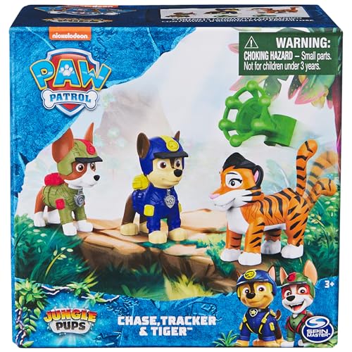 PAW Patrol Jungle Pups Chase, Tracker & Tiger Action Figures with Projectile Launcher - 3-Pack for Kids Ages 3+