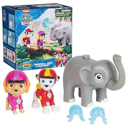 PAW Patrol Jungle Pups Marshall & Skye Action Figures with Elephant Projectile Launcher