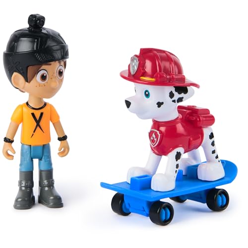 PAW Patrol Marshall & Daring Danny X Action Figures Set with Skateboard - Pretend Play Toy for Kids Ages 3 and Up
