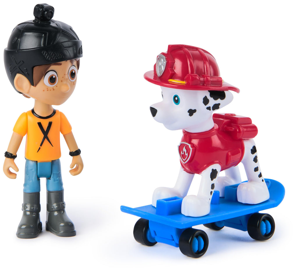 PAW Patrol Marshall & Daring Danny X Action Figures Set with Skateboard - Pretend Play Toy for Kids Ages 3 and Up