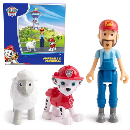 PAW Patrol Marshall & Farmer Al Figure Pack – 3 Action Figures with Movable Parts, Ages 3+