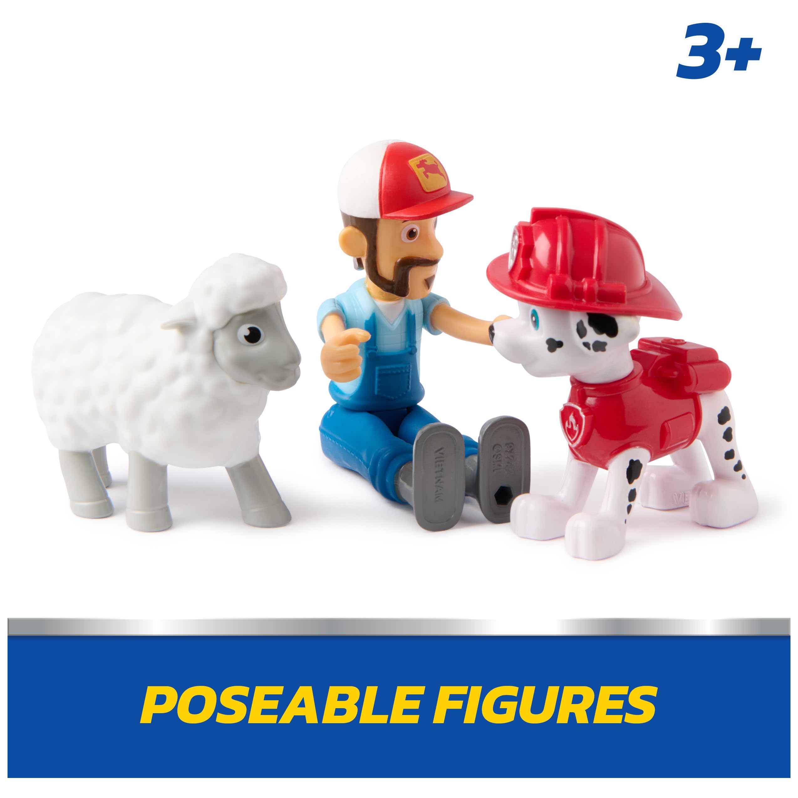 PAW Patrol Marshall & Farmer Al Figure Pack – 3 Action Figures with Movable Parts, Ages 3+