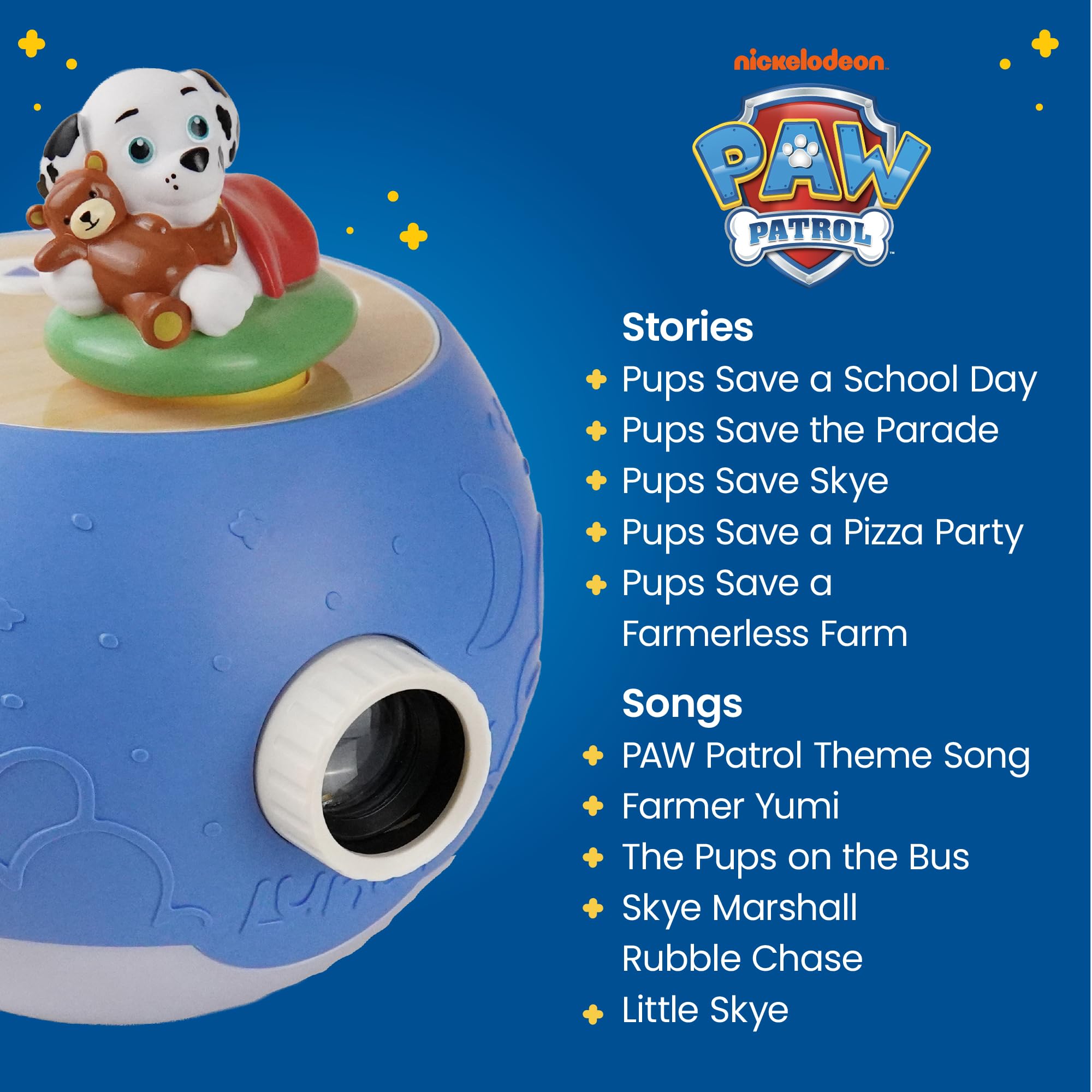 PAW Patrol Marshall Figurine Cartridge – 5 Stories & 5 Songs for Luna Storytime Projector, Ages 3+