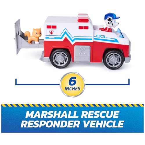 PAW Patrol Marshall Rescue Responder Vehicle with 2 Figures – 6-Inch Pull-Back Toy Truck, Ages 3+