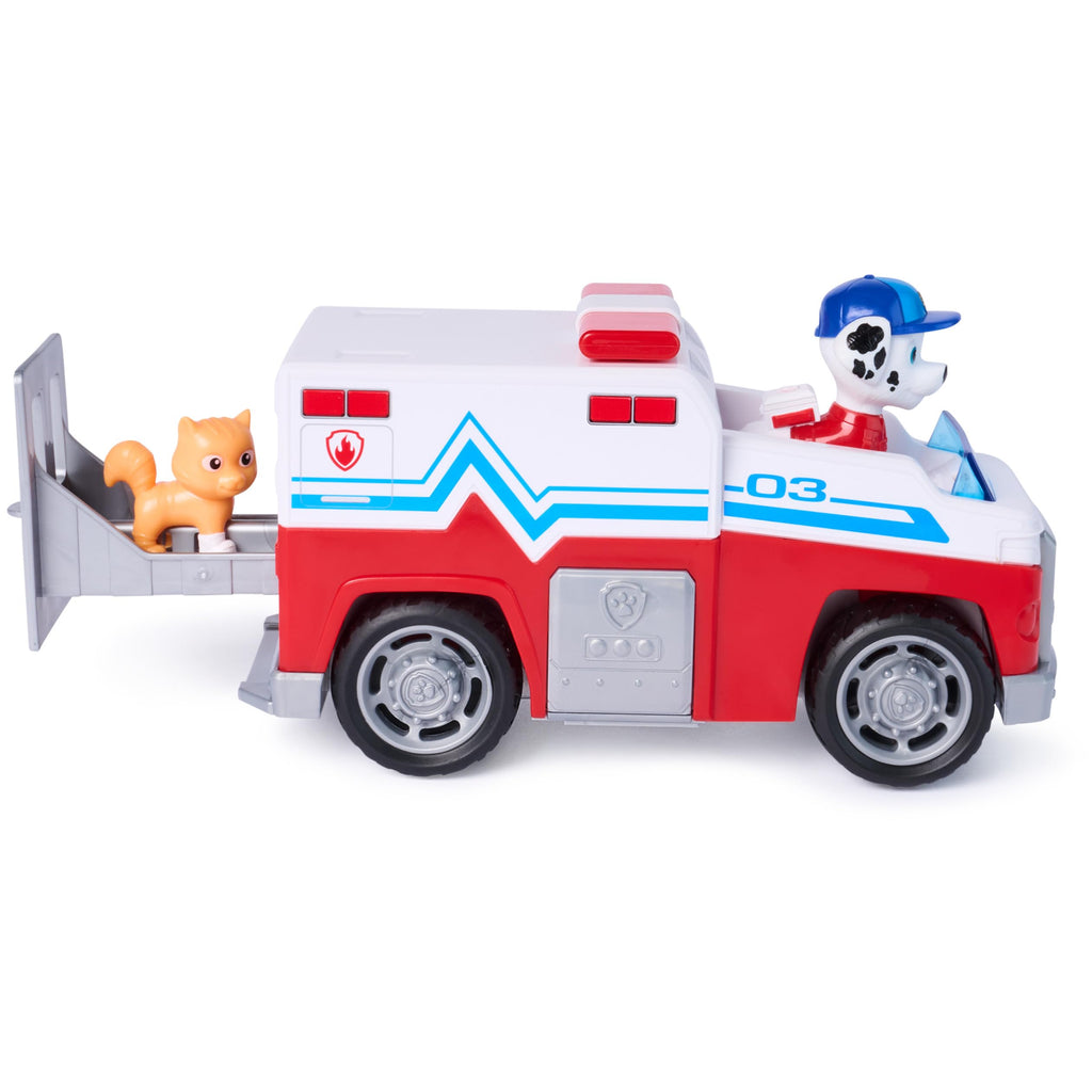 PAW Patrol Marshall Rescue Responder Vehicle with 2 Figures – 6-Inch Pull-Back Toy Truck, Ages 3+