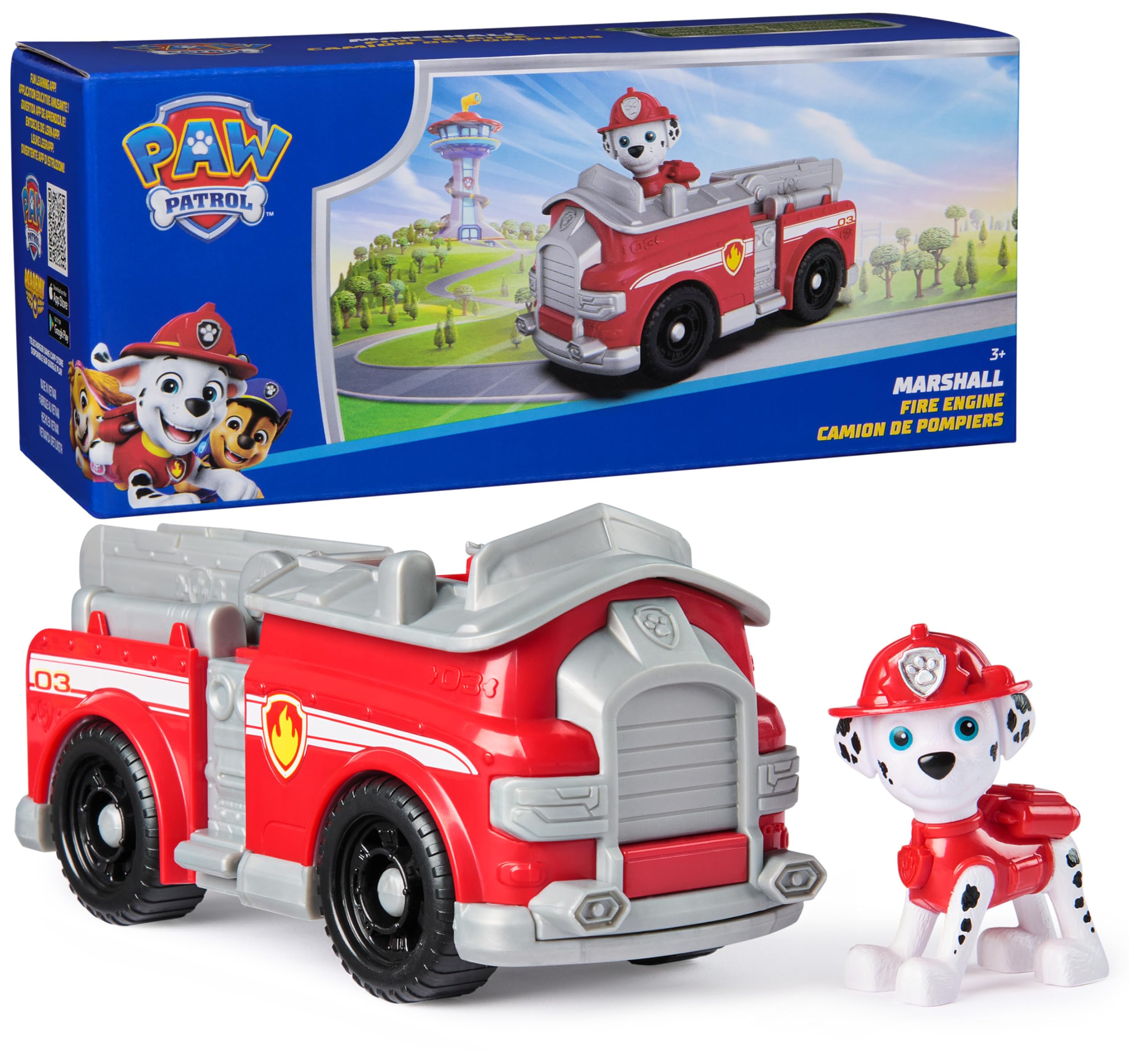 Paw Patrol Marshall's Firetruck Toy Vehicle with Collectible Action Figure, Sustainably Made, Ages 3+