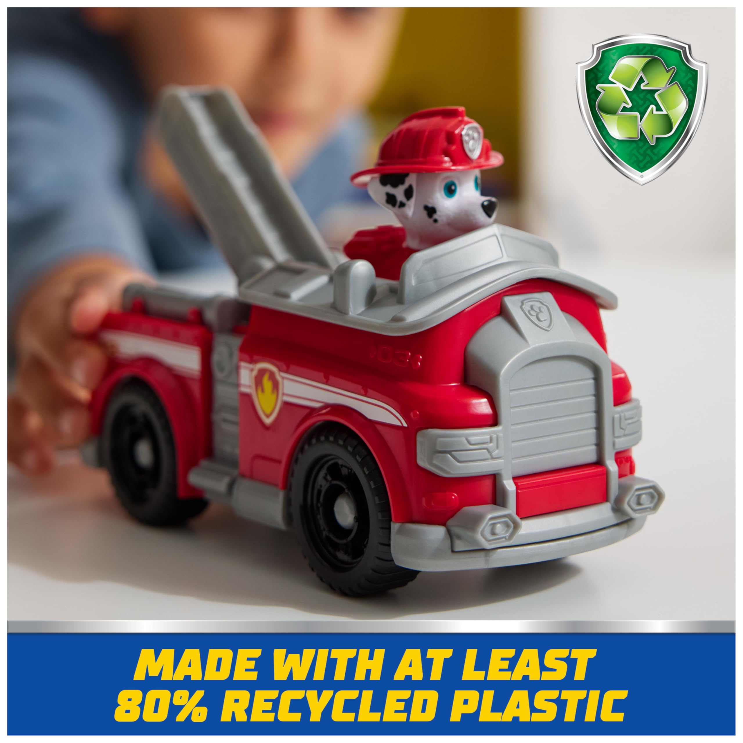 Paw Patrol Marshall's Firetruck Toy Vehicle with Collectible Action Figure, Sustainably Made, Ages 3+
