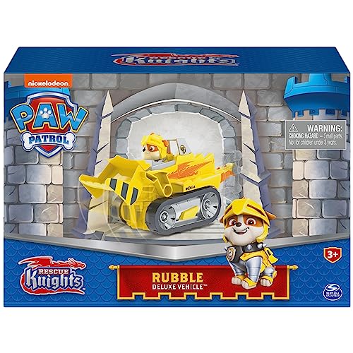 Paw Patrol Rescue Knights Rubble Transforming Toy Car and Figure Set - Ages 3+
