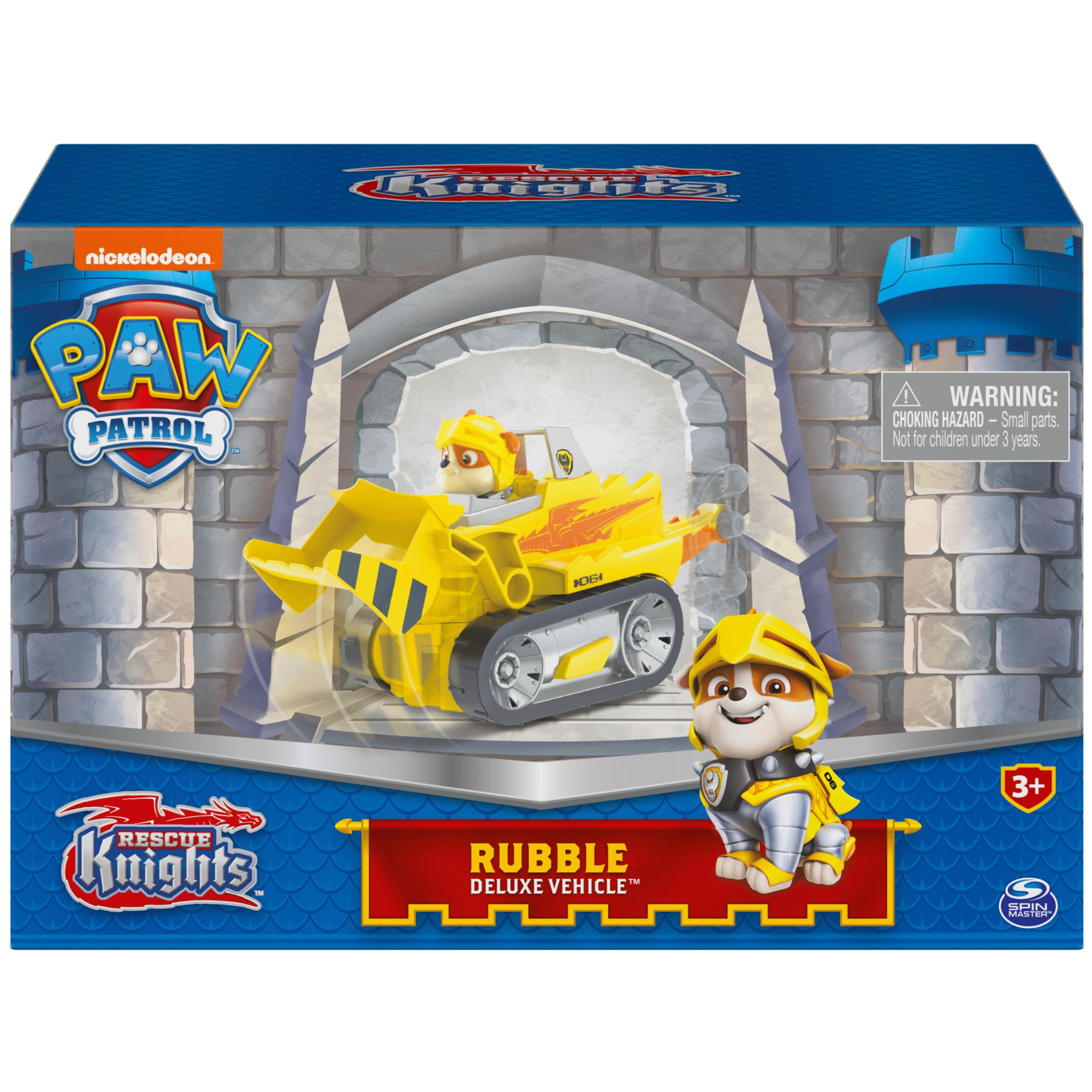 Paw Patrol Rescue Knights Rubble Transforming Toy Car and Figure Set - Ages 3+