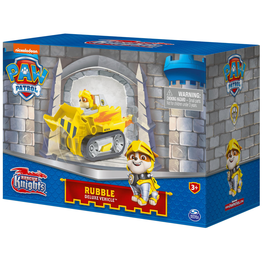 Paw Patrol Rescue Knights Rubble Transforming Toy Car and Figure Set - Ages 3+