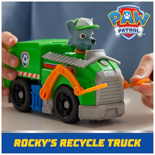 PAW Patrol Rocky's Recycle Truck Toy Vehicle with Collectible Action Figure - Eco-Friendly Kids Toy for Ages 3+