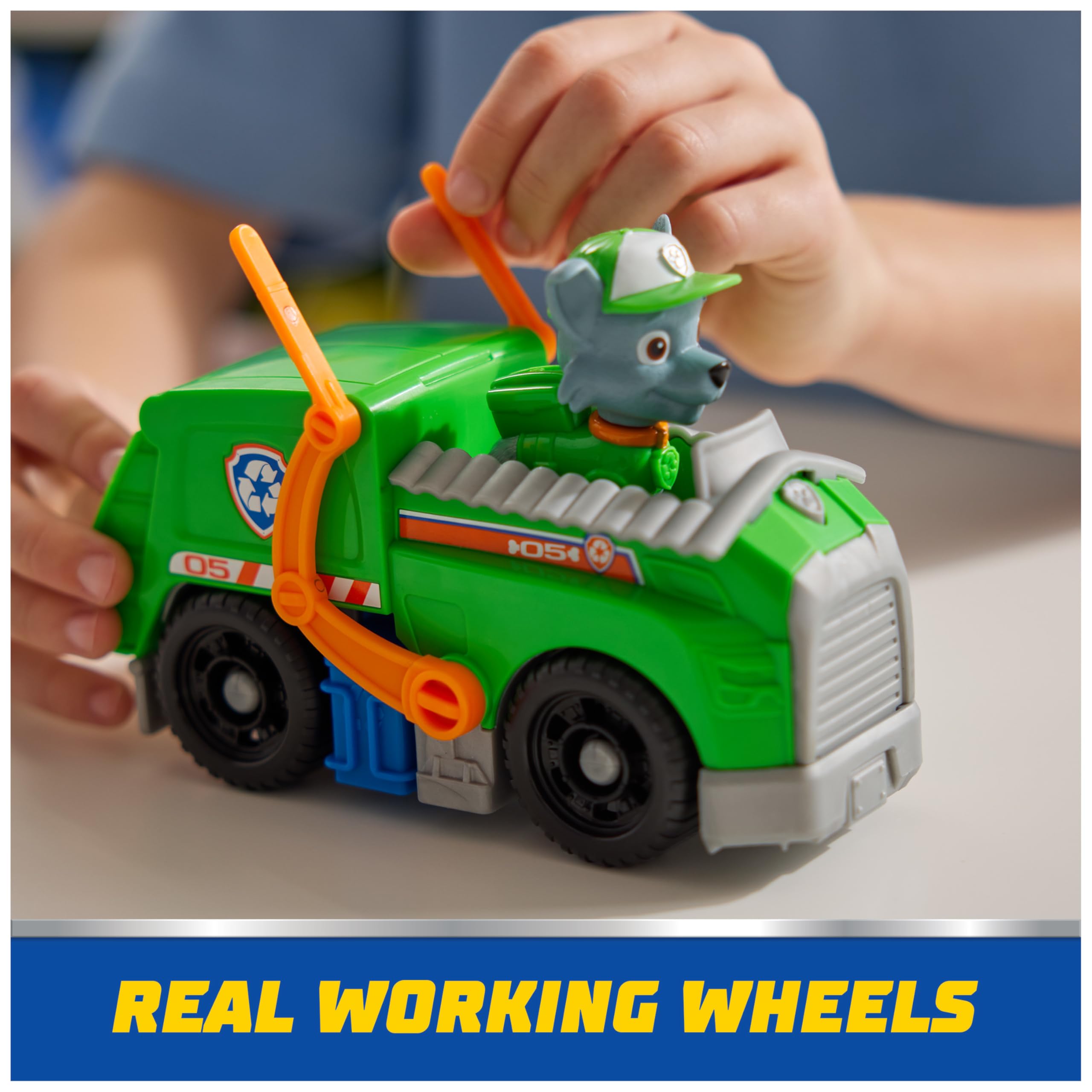 PAW Patrol Rocky's Recycle Truck Toy Vehicle with Collectible Action Figure - Eco-Friendly Kids Toy for Ages 3+