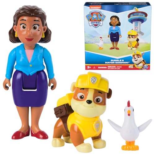 PAW Patrol Rubble, Mayor Goodway & Chickaletta 3-Pack – Official Toy Figures for Kids Ages 3+