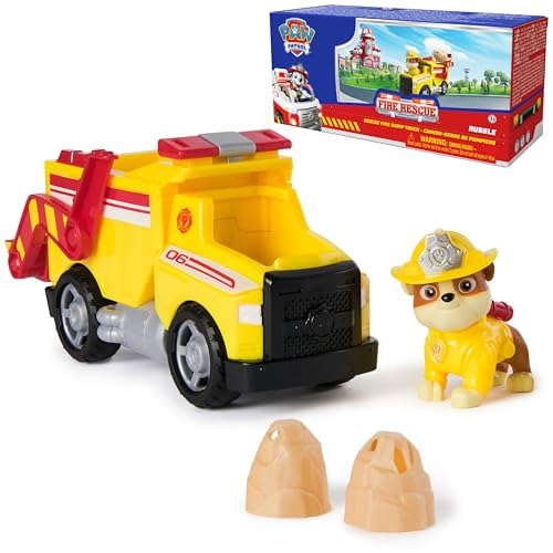 PAW Patrol Rubble Rescue Fire Dump Truck with Rubble Figure and Boulders Action Play