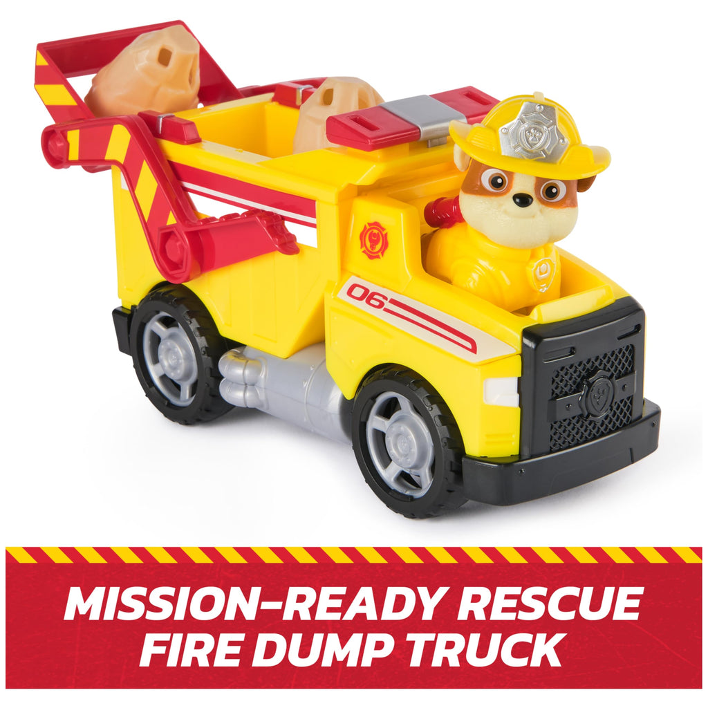 PAW Patrol Rubble Rescue Fire Dump Truck with Rubble Figure and Boulders Action Play