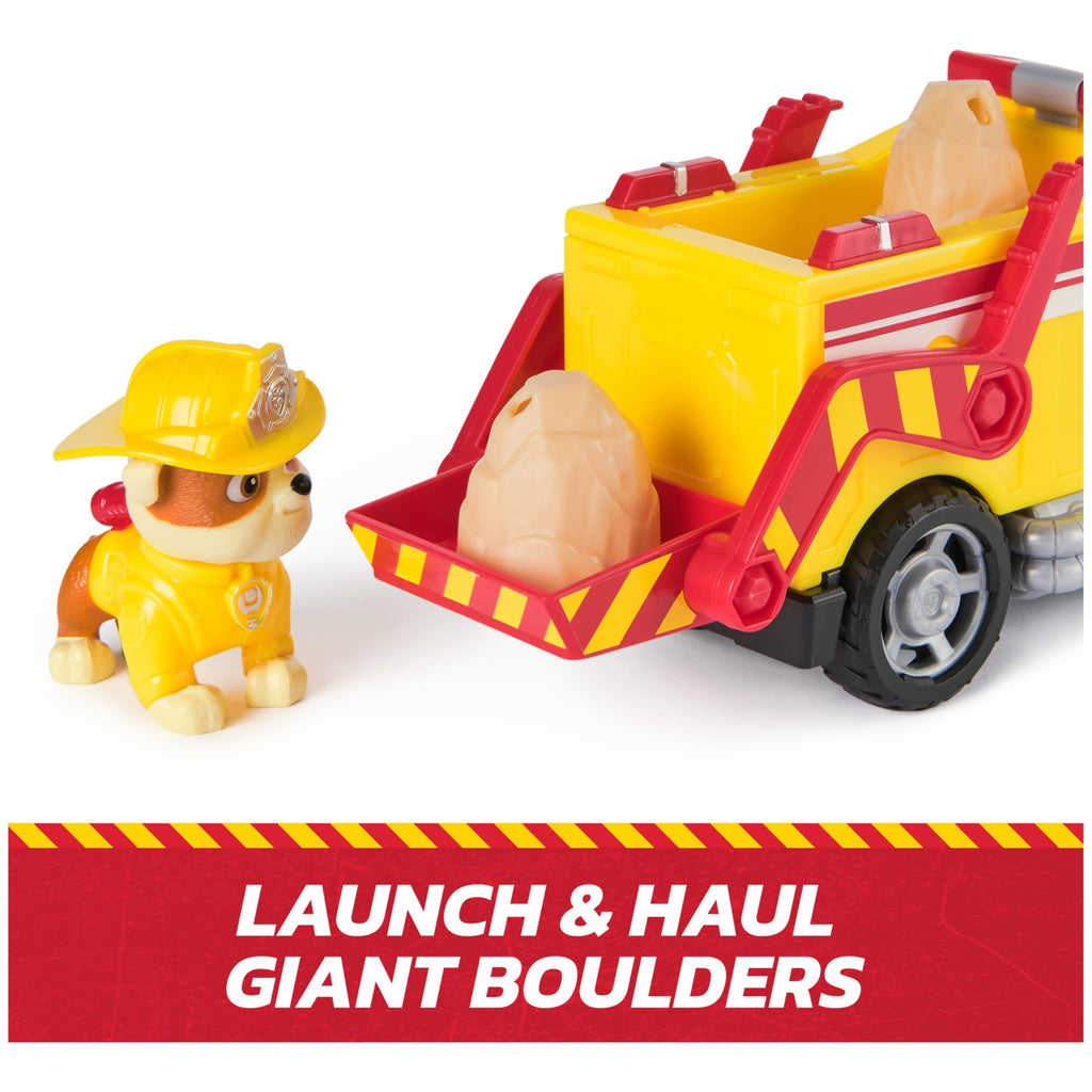 PAW Patrol Rubble Rescue Fire Dump Truck with Rubble Figure and Boulders Action Play