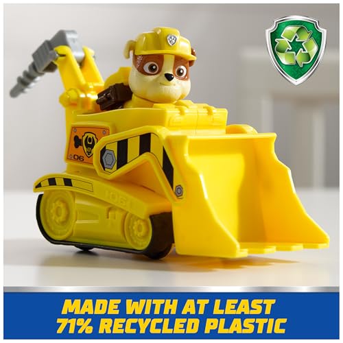 Paw Patrol Rubble's Bulldozer Toy Truck – Collectible Figure, Recycled Plastic, Ages 3+
