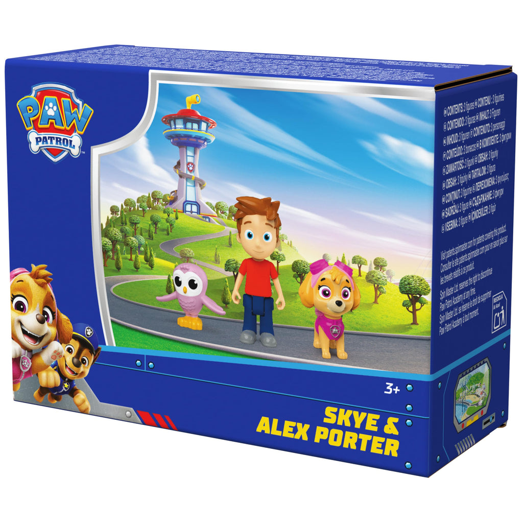 PAW Patrol Skye & Alex Porter Figure Pack with Lil Hootie - 3 Action Figures for Kids Ages 3+