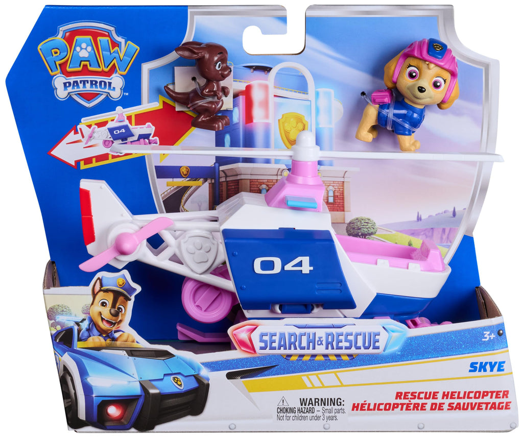 Paw Patrol Skye's Search & Rescue Helicopter with Pull-Back Motor, 15 cm, Includes Kangaroo Figure