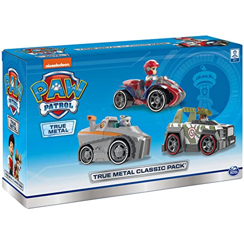 PAW Patrol True Metal Classic Pack – 3 Die-Cast 1:55 Scale Vehicles (Ryder, Everest, Tracker)