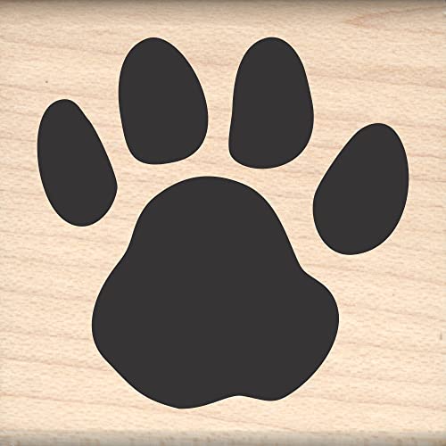 Paw Print Rubber Stamp – 1.25-Inch Handcrafted Imprint on Maple Block