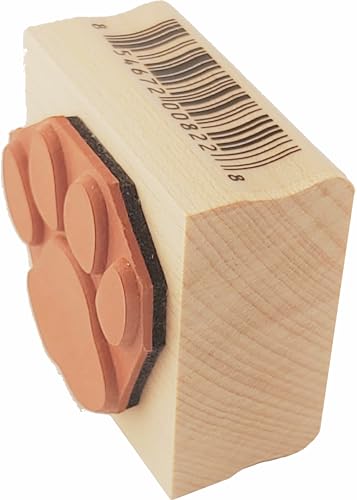 Paw Print Rubber Stamp – 1.25-Inch Handcrafted Imprint on Maple Block