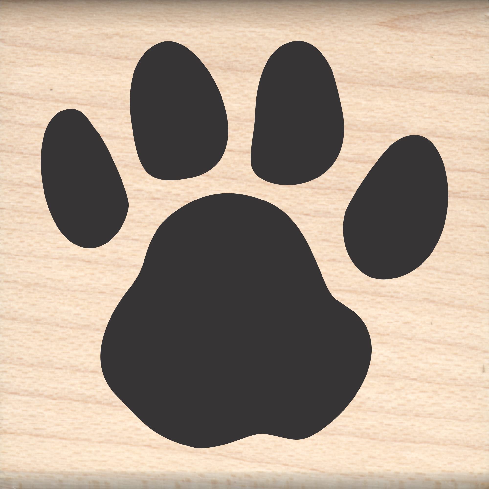 Paw Print Rubber Stamp – 1.25-Inch Handcrafted Imprint on Maple Block