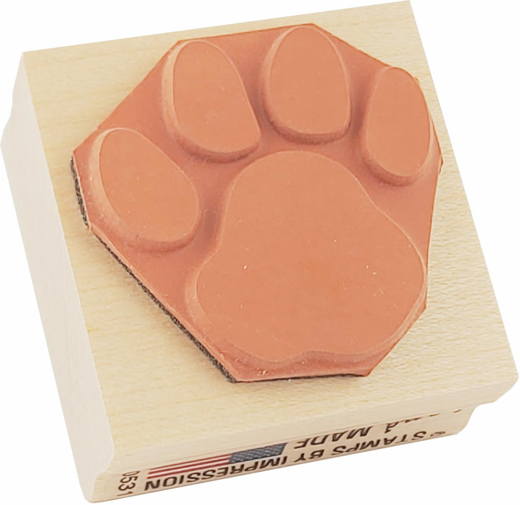 Paw Print Rubber Stamp – 1.25-Inch Handcrafted Imprint on Maple Block