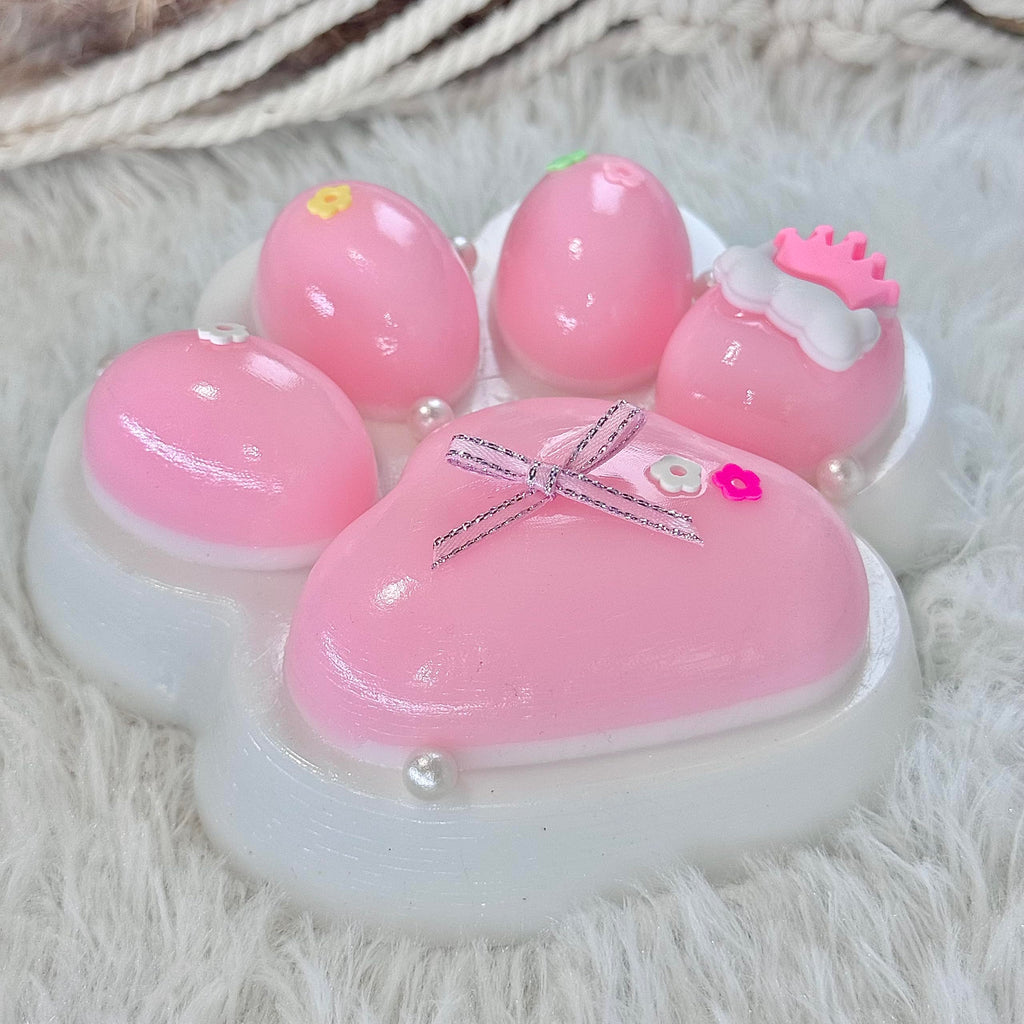 Pawfect Tail Big Taba Squishy Cat Paw – 5 Inch Large Pink & White Slow-Rising Stress Relief Toy