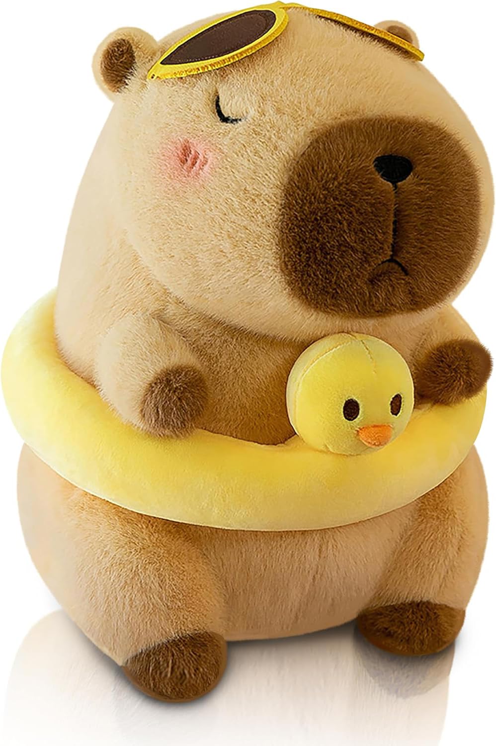 Pazoiaa 10-Inch Capybara Plush with Duck Float and Sunglasses – Soft Kawaii Stuffed Animal Pillow