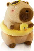Pazoiaa 10-Inch Capybara Plush with Duck Float and Sunglasses – Soft Kawaii Stuffed Animal Pillow