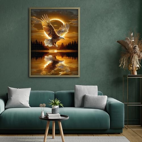 pazzocenter 1000-Piece Eagle Jigsaw Puzzle – Sunset Nature Scene for Adults, 27.5 x 19.7 Inches