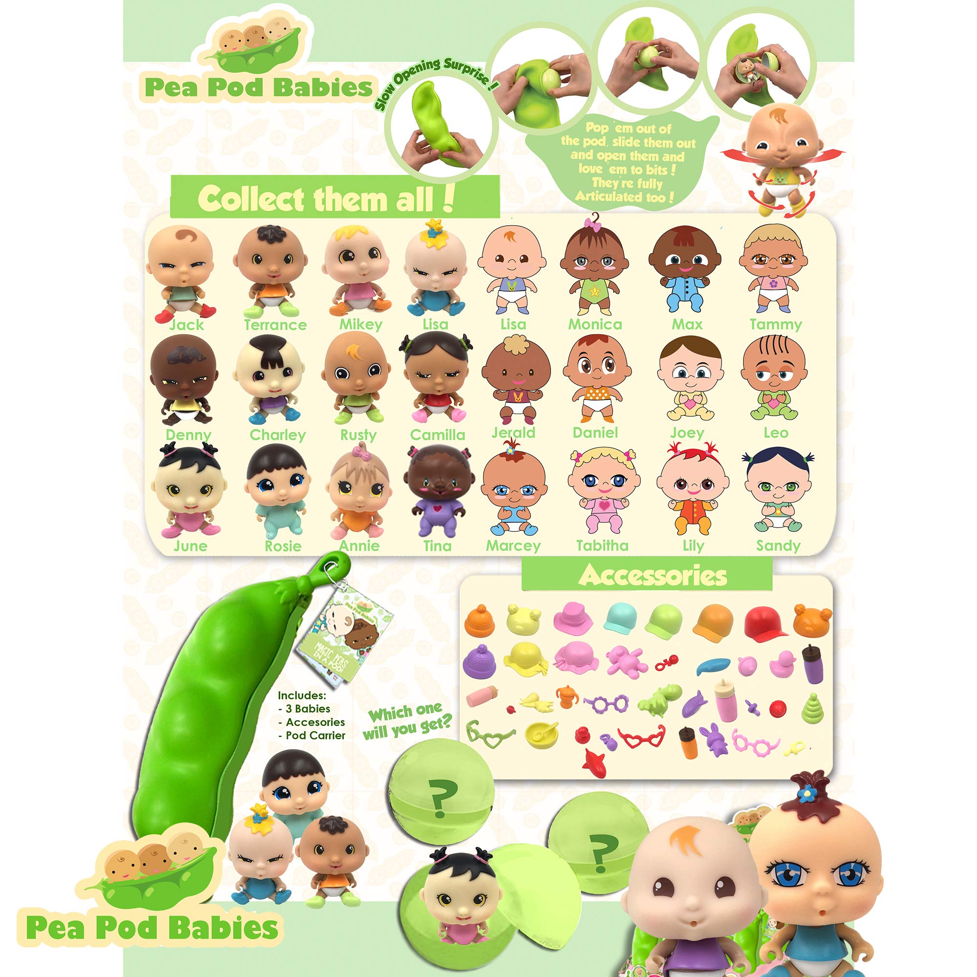 Pea Pod Babies 4-Pack – Collectible Mystery Baby Dolls with Clothing, Accessories, and Water Surprise
